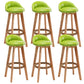 Rubberwood Solid Wood Bar Stool Indoor Upholstered Swivel Bar Stool