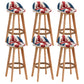 Rubberwood Solid Wood Bar Stool Indoor Upholstered Swivel Bar Stool