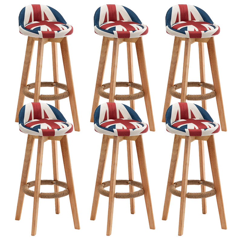 Rubberwood Solid Wood Bar Stool Indoor Upholstered Swivel Bar Stool