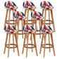Rubberwood Solid Wood Bar Stool Indoor Upholstered Swivel Bar Stool