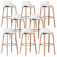 Scandinavian Armless Bar Height Stool Plastic and Solid Wood Bar Stool for Living Room