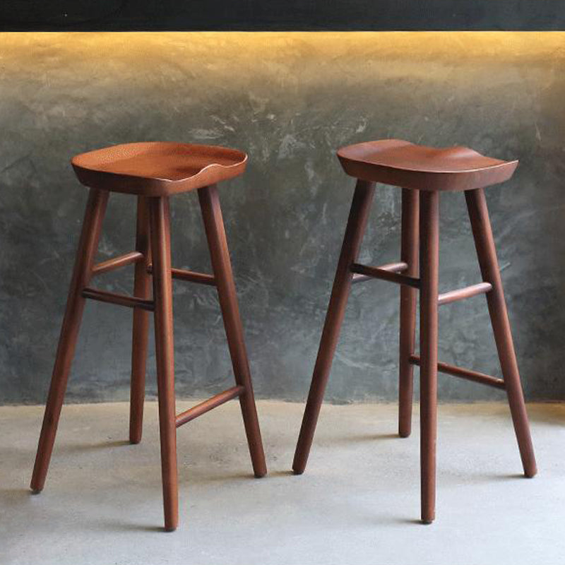 Industrial Armless Bar Stools Wood Dining Stool with Footrest Clearhalo 'Bar Furniture' 'Bar Stools' 'bar_stools' 'furn' 'furn_bar_stools' 'Furniture' 'Kitchen & Dining Furniture' 6556748