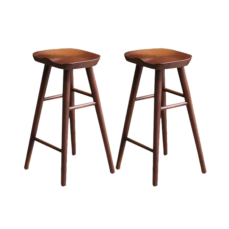 Industrial Armless Bar Stools Wood Dining Stool with Footrest Coffee 2 Piece Set Clearhalo 'Bar Furniture' 'Bar Stools' 'bar_stools' 'furn' 'furn_bar_stools' 'Furniture' 'Kitchen & Dining Furniture' 6556749