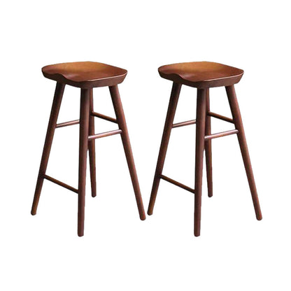 Industrial Armless Bar Stools Wood Dining Stool with Footrest Coffee 2 Piece Set Clearhalo 'Bar Furniture' 'Bar Stools' 'bar_stools' 'furn' 'furn_bar_stools' 'Furniture' 'Kitchen & Dining Furniture' 6556749