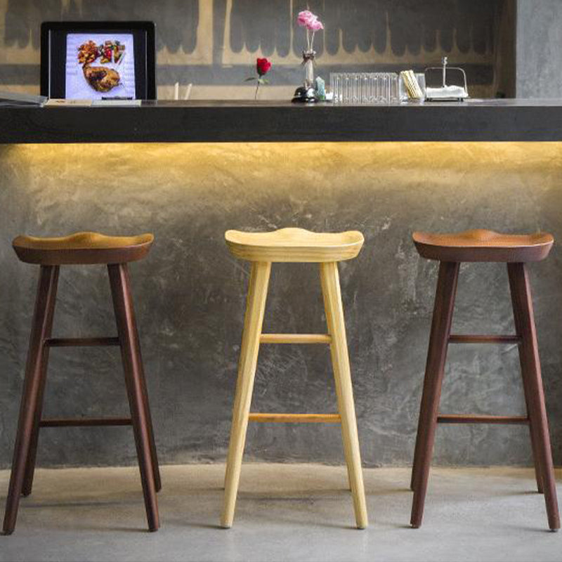 Industrial Armless Bar Stools Wood Dining Stool with Footrest Clearhalo 'Bar Furniture' 'Bar Stools' 'bar_stools' 'furn' 'furn_bar_stools' 'Furniture' 'Kitchen & Dining Furniture' 6556750