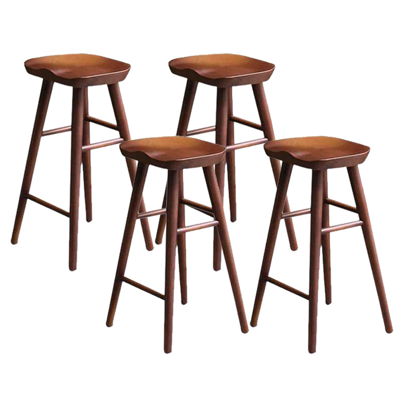 Industrial Armless Bar Stools Wood Dining Stool with Footrest Coffee 4 Piece Set Clearhalo 'Bar Furniture' 'Bar Stools' 'bar_stools' 'furn' 'furn_bar_stools' 'Furniture' 'Kitchen & Dining Furniture' 6556751