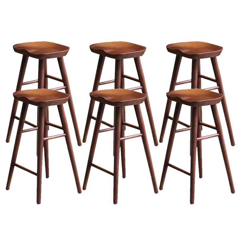 Industrial Armless Bar Stools Wood Dining Stool with Footrest Coffee 6 Piece Set Clearhalo 'Bar Furniture' 'Bar Stools' 'bar_stools' 'furn' 'furn_bar_stools' 'Furniture' 'Kitchen & Dining Furniture' 6556752