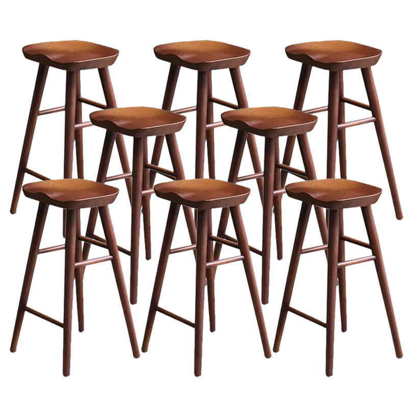 Industrial Armless Bar Stools Wood Dining Stool with Footrest Coffee 8 Piece Set Clearhalo 'Bar Furniture' 'Bar Stools' 'bar_stools' 'furn' 'furn_bar_stools' 'Furniture' 'Kitchen & Dining Furniture' 6556754