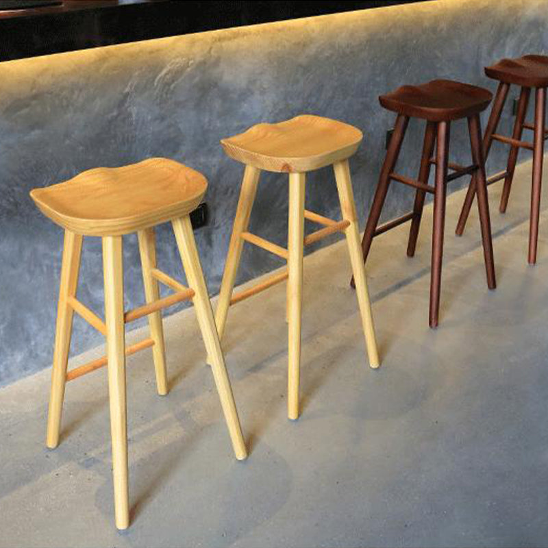 Industrial Armless Bar Stools Wood Dining Stool with Footrest Clearhalo 'Bar Furniture' 'Bar Stools' 'bar_stools' 'furn' 'furn_bar_stools' 'Furniture' 'Kitchen & Dining Furniture' 6556755