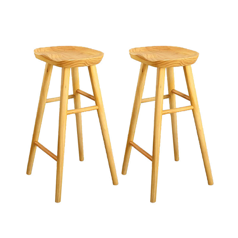 Industrial Armless Bar Stools Wood Dining Stool with Footrest Natural 2 Piece Set Clearhalo 'Bar Furniture' 'Bar Stools' 'bar_stools' 'furn' 'furn_bar_stools' 'Furniture' 'Kitchen & Dining Furniture' 6556756