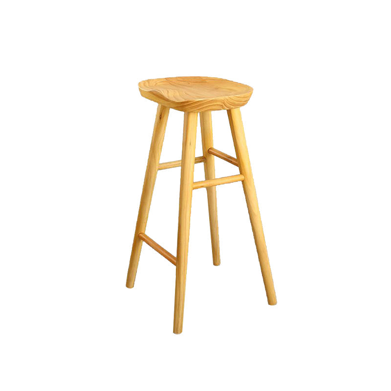 Industrial Armless Bar Stools Wood Dining Stool with Footrest Clearhalo 'Bar Furniture' 'Bar Stools' 'bar_stools' 'furn' 'furn_bar_stools' 'Furniture' 'Kitchen & Dining Furniture' 6556757