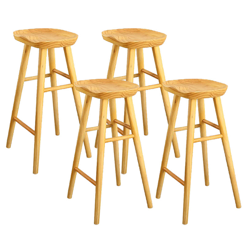 Industrial Armless Bar Stools Wood Dining Stool with Footrest Natural 4 Piece Set Clearhalo 'Bar Furniture' 'Bar Stools' 'bar_stools' 'furn' 'furn_bar_stools' 'Furniture' 'Kitchen & Dining Furniture' 6556758