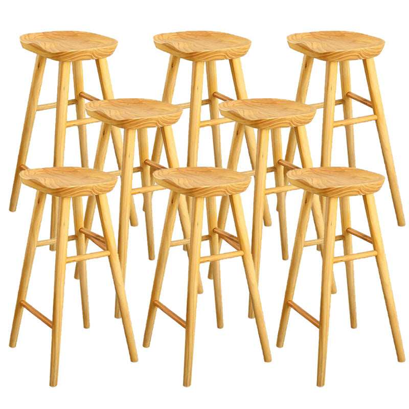 Industrial Armless Bar Stools Wood Dining Stool with Footrest Natural 8 Piece Set Clearhalo 'Bar Furniture' 'Bar Stools' 'bar_stools' 'furn' 'furn_bar_stools' 'Furniture' 'Kitchen & Dining Furniture' 6556762