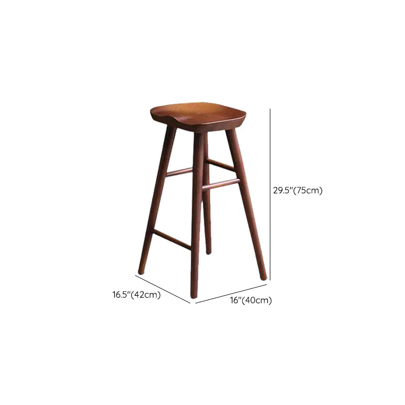 Industrial Armless Bar Stools Wood Dining Stool with Footrest Clearhalo 'Bar Furniture' 'Bar Stools' 'bar_stools' 'furn' 'furn_bar_stools' 'Furniture' 'Kitchen & Dining Furniture' 6556769