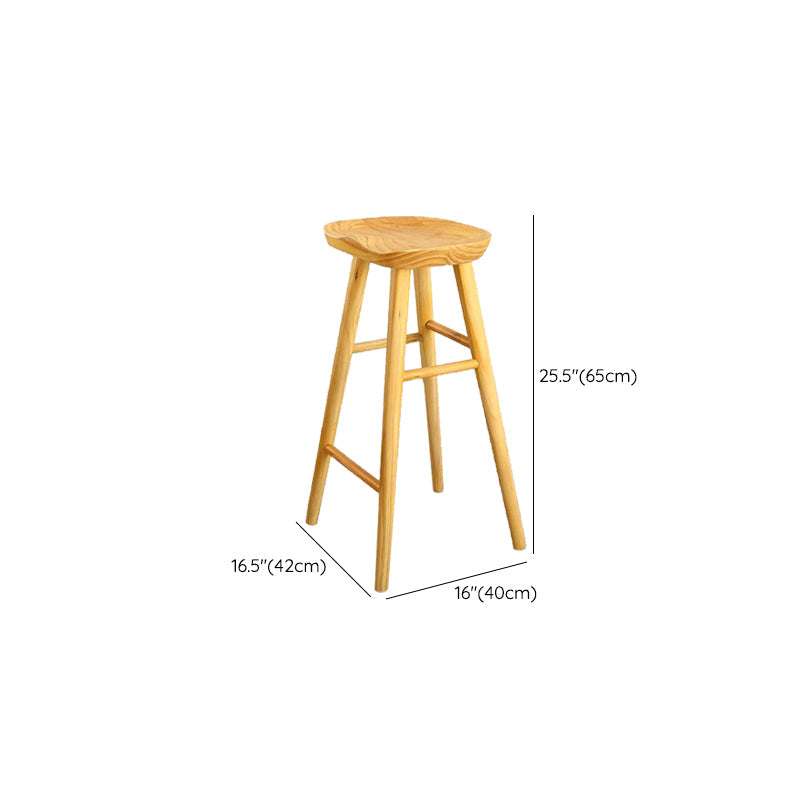 Industrial Armless Bar Stools Wood Dining Stool with Footrest Clearhalo 'Bar Furniture' 'Bar Stools' 'bar_stools' 'furn' 'furn_bar_stools' 'Furniture' 'Kitchen & Dining Furniture' 6556771