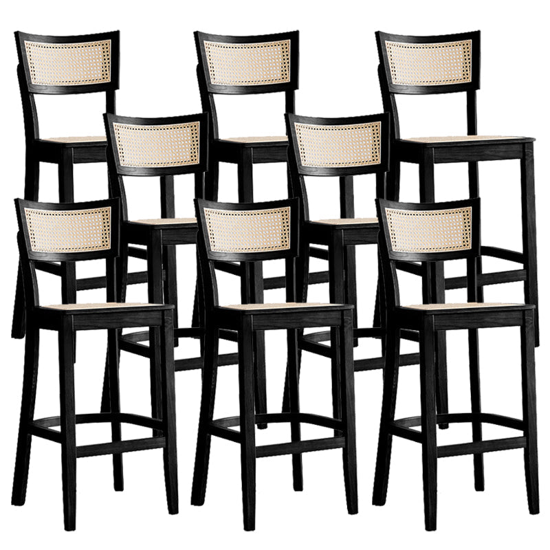 Contemporary Solid Wood Frame Stool Low Back Armless Bar Stool Black 8 Piece Set Clearhalo 'Bar Furniture' 'Bar Stools' 'bar_stools' 'furn' 'furn_bar_stools' 'Furniture' 'Kitchen & Dining Furniture' 6556782