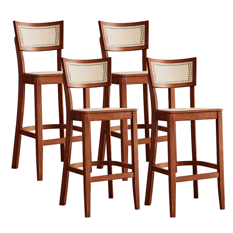 Contemporary Solid Wood Frame Stool Low Back Armless Bar Stool Tan 4 Piece Set Clearhalo 'Bar Furniture' 'Bar Stools' 'bar_stools' 'furn' 'furn_bar_stools' 'Furniture' 'Kitchen & Dining Furniture' 6556795