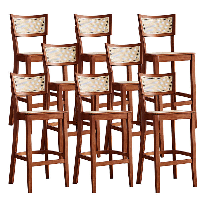 Contemporary Solid Wood Frame Stool Low Back Armless Bar Stool Tan 8 Piece Set Clearhalo 'Bar Furniture' 'Bar Stools' 'bar_stools' 'furn' 'furn_bar_stools' 'Furniture' 'Kitchen & Dining Furniture' 6556797