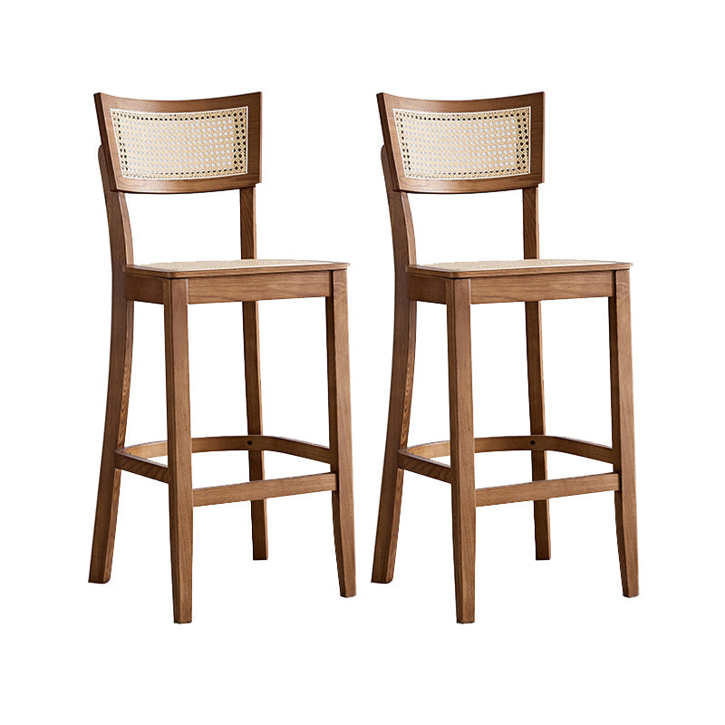 Contemporary Solid Wood Frame Stool Low Back Armless Bar Stool Walnut 2 Piece Set Clearhalo 'Bar Furniture' 'Bar Stools' 'bar_stools' 'furn' 'furn_bar_stools' 'Furniture' 'Kitchen & Dining Furniture' 6556799