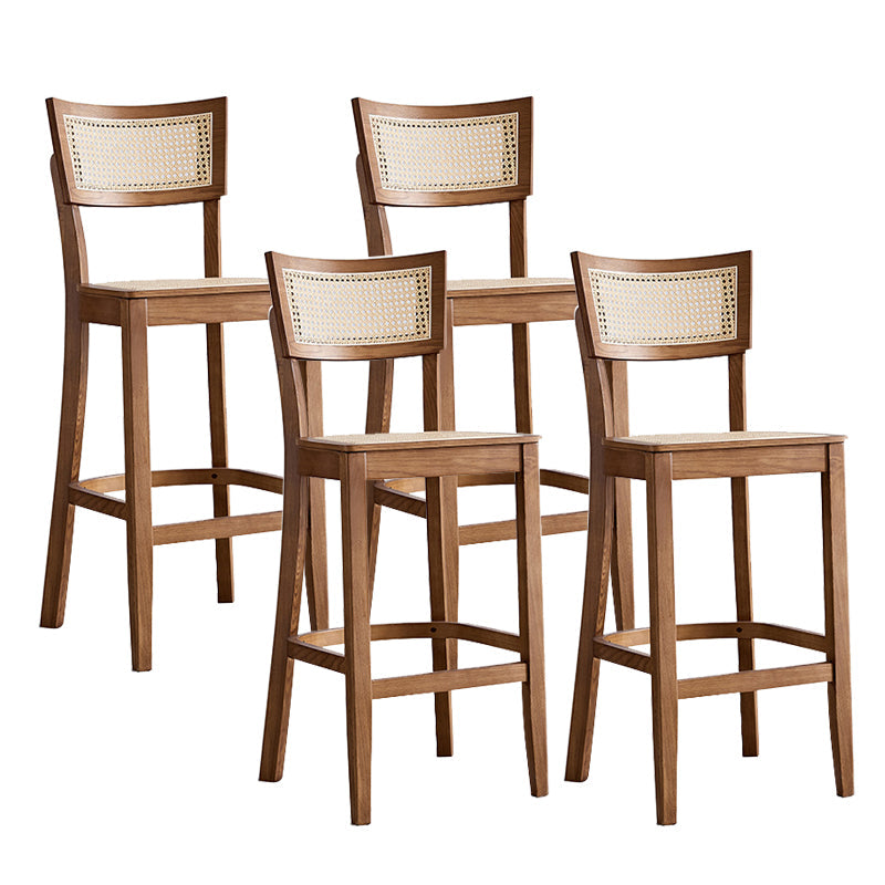 Contemporary Solid Wood Frame Stool Low Back Armless Bar Stool Walnut 4 Piece Set Clearhalo 'Bar Furniture' 'Bar Stools' 'bar_stools' 'furn' 'furn_bar_stools' 'Furniture' 'Kitchen & Dining Furniture' 6556800