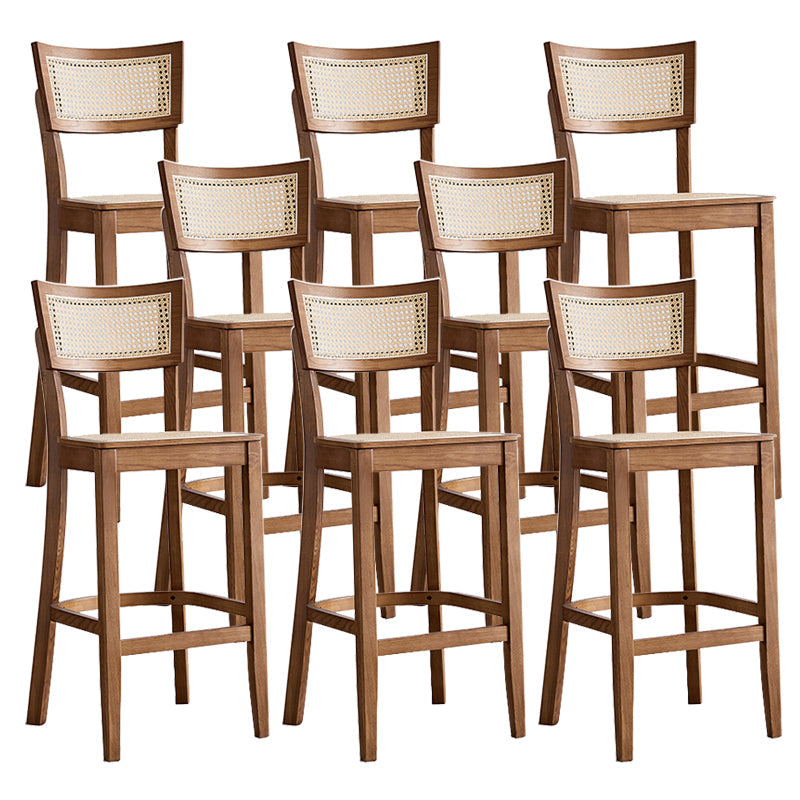 Contemporary Solid Wood Frame Stool Low Back Armless Bar Stool Walnut 8 Piece Set Clearhalo 'Bar Furniture' 'Bar Stools' 'bar_stools' 'furn' 'furn_bar_stools' 'Furniture' 'Kitchen & Dining Furniture' 6556802