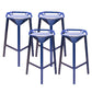 Modern Armless Backrest Counter Stool Iron Bar Stool with Cushion and Pedal for Bar Blue 4 Piece Set Clearhalo 'Bar Furniture' 'Bar Stools' 'bar_stools' 'furn' 'furn_bar_stools' 'Furniture' 'Kitchen & Dining Furniture' 6556806