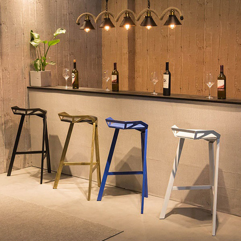 Modern Armless Backrest Counter Stool Iron Bar Stool with Cushion and Pedal for Bar Clearhalo 'Bar Furniture' 'Bar Stools' 'bar_stools' 'furn' 'furn_bar_stools' 'Furniture' 'Kitchen & Dining Furniture' 6556808