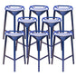 Modern Armless Backrest Counter Stool Iron Bar Stool with Cushion and Pedal for Bar Blue 8 Piece Set Clearhalo 'Bar Furniture' 'Bar Stools' 'bar_stools' 'furn' 'furn_bar_stools' 'Furniture' 'Kitchen & Dining Furniture' 6556811