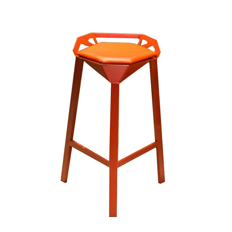 Modern Armless Backrest Counter Stool Iron Bar Stool with Cushion and Pedal for Bar Clearhalo 'Bar Furniture' 'Bar Stools' 'bar_stools' 'furn' 'furn_bar_stools' 'Furniture' 'Kitchen & Dining Furniture' 6556812