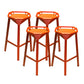 Modern Armless Backrest Counter Stool Iron Bar Stool with Cushion and Pedal for Bar Red 4 Piece Set Clearhalo 'Bar Furniture' 'Bar Stools' 'bar_stools' 'furn' 'furn_bar_stools' 'Furniture' 'Kitchen & Dining Furniture' 6556814