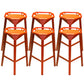 Modern Armless Backrest Counter Stool Iron Bar Stool with Cushion and Pedal for Bar Red 6 Piece Set Clearhalo 'Bar Furniture' 'Bar Stools' 'bar_stools' 'furn' 'furn_bar_stools' 'Furniture' 'Kitchen & Dining Furniture' 6556817