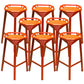 Modern Armless Backrest Counter Stool Iron Bar Stool with Cushion and Pedal for Bar Red 8 Piece Set Clearhalo 'Bar Furniture' 'Bar Stools' 'bar_stools' 'furn' 'furn_bar_stools' 'Furniture' 'Kitchen & Dining Furniture' 6556818