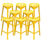 Modern Armless Backrest Counter Stool Iron Bar Stool with Cushion and Pedal for Bar Yellow 8 Piece Set Counter Stool(26"H) Clearhalo 'Bar Furniture' 'Bar Stools' 'bar_stools' 'furn' 'furn_bar_stools' 'Furniture' 'Kitchen & Dining Furniture' 6556823