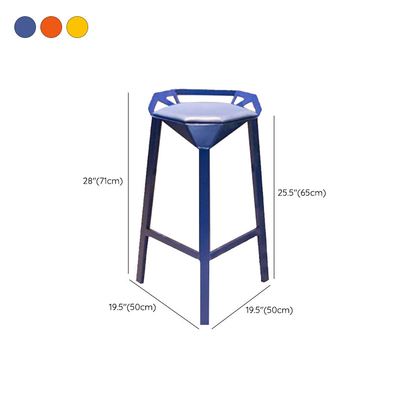 Modern Armless Backrest Counter Stool Iron Bar Stool with Cushion and Pedal for Bar Clearhalo 'Bar Furniture' 'Bar Stools' 'bar_stools' 'furn' 'furn_bar_stools' 'Furniture' 'Kitchen & Dining Furniture' 6556824