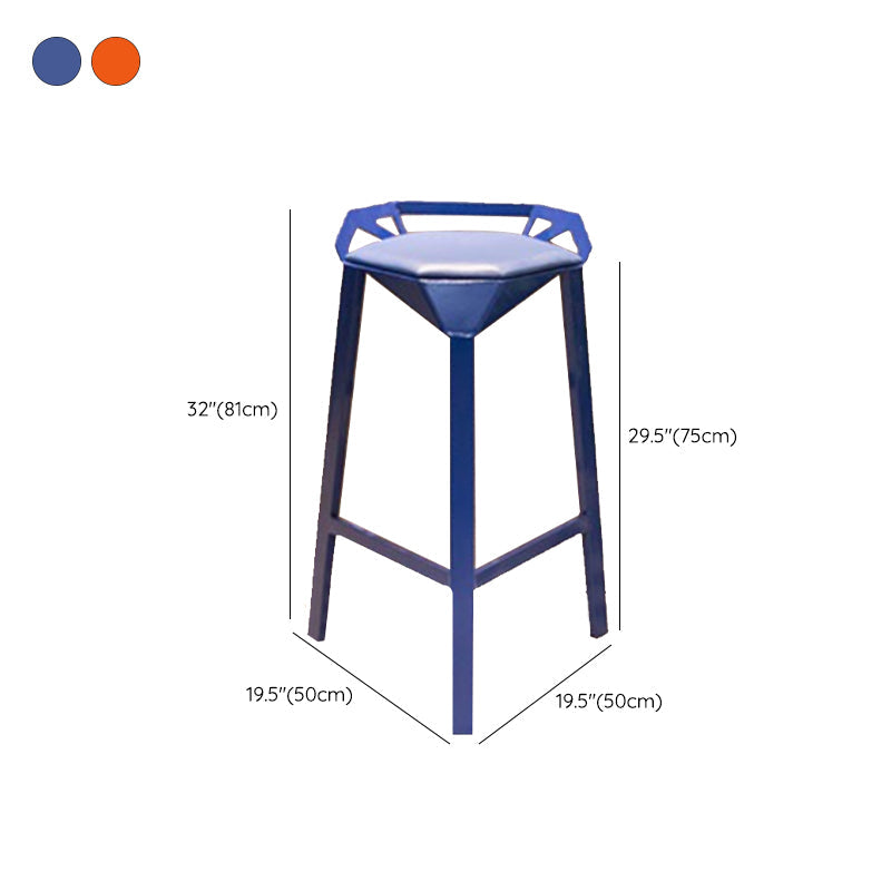 Modern Armless Backrest Counter Stool Iron Bar Stool with Cushion and Pedal for Bar Clearhalo 'Bar Furniture' 'Bar Stools' 'bar_stools' 'furn' 'furn_bar_stools' 'Furniture' 'Kitchen & Dining Furniture' 6556825