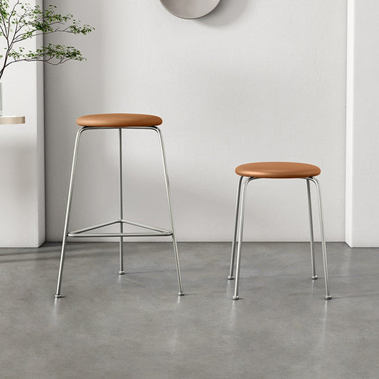 Contemporary Indoor Metal Bar Stool Backless Upholstered Bar Stool