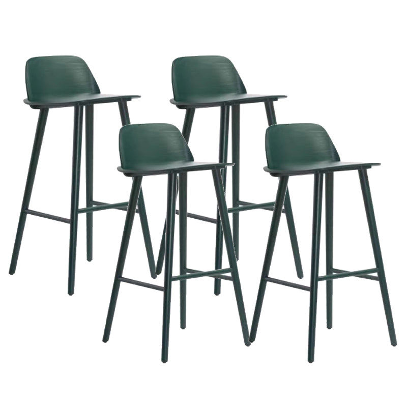 Contemporary Indoor Solid Wood Bar Stool Low Back Armless Stool Green 4 Piece Set Clearhalo 'Bar Furniture' 'Bar Stools' 'bar_stools' 'furn' 'furn_bar_stools' 'Furniture' 'Kitchen & Dining Furniture' 6556931