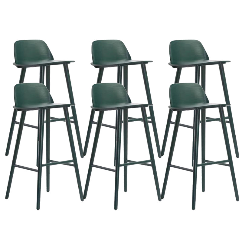 Contemporary Indoor Solid Wood Bar Stool Low Back Armless Stool Green 6 Piece Set Clearhalo 'Bar Furniture' 'Bar Stools' 'bar_stools' 'furn' 'furn_bar_stools' 'Furniture' 'Kitchen & Dining Furniture' 6556932