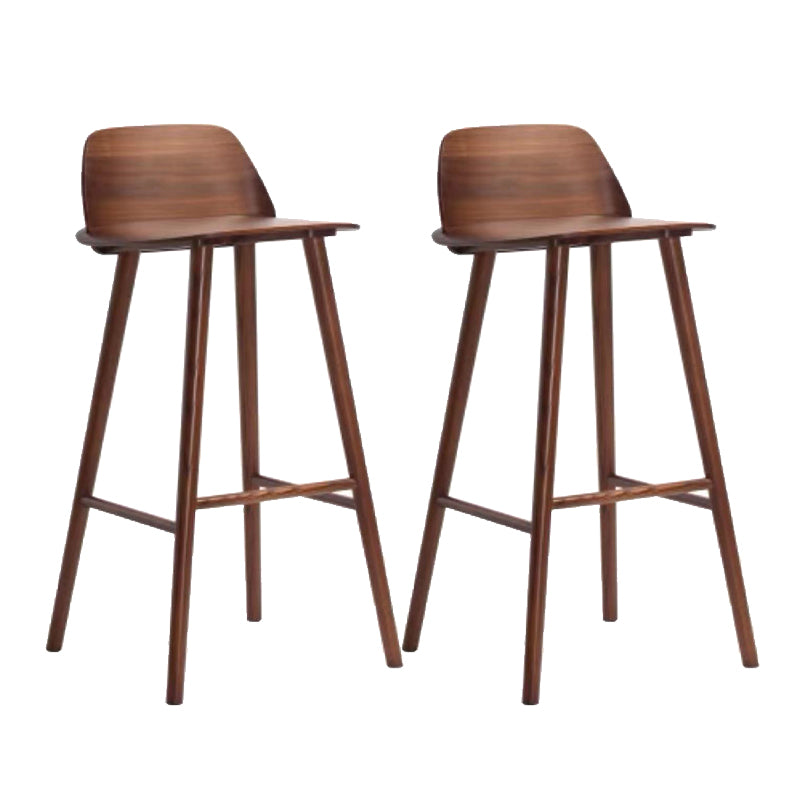 Contemporary Indoor Solid Wood Bar Stool Low Back Armless Stool Walnut 2 Piece Set Clearhalo 'Bar Furniture' 'Bar Stools' 'bar_stools' 'furn' 'furn_bar_stools' 'Furniture' 'Kitchen & Dining Furniture' 6556934