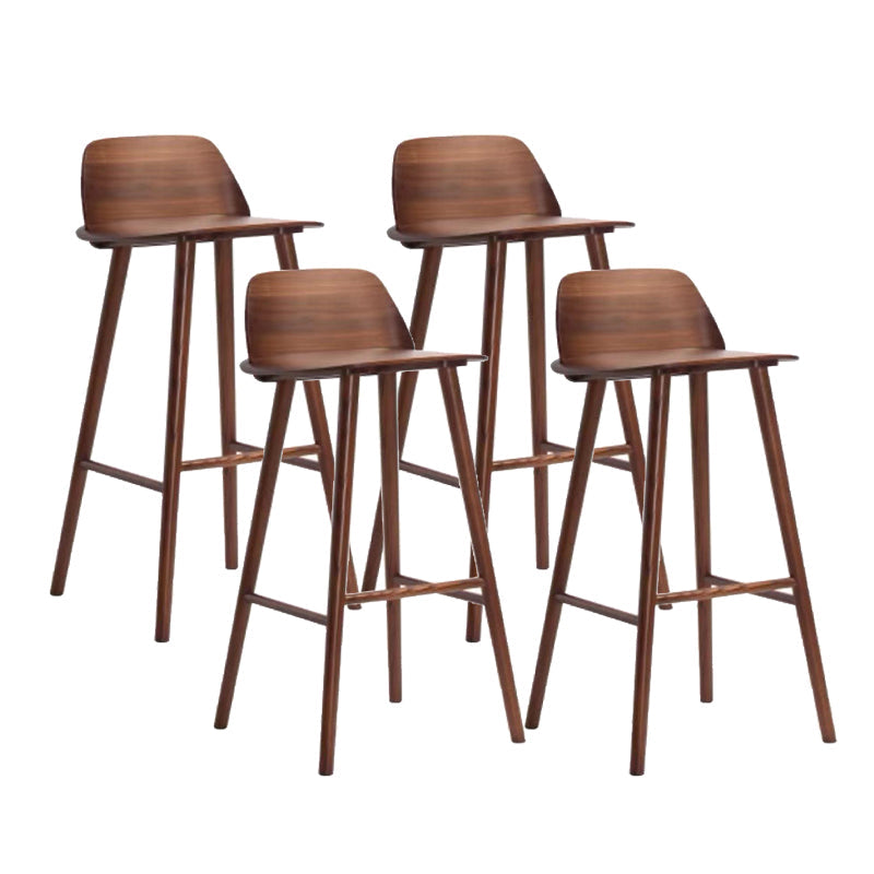 Contemporary Indoor Solid Wood Bar Stool Low Back Armless Stool Walnut 4 Piece Set Clearhalo 'Bar Furniture' 'Bar Stools' 'bar_stools' 'furn' 'furn_bar_stools' 'Furniture' 'Kitchen & Dining Furniture' 6556935