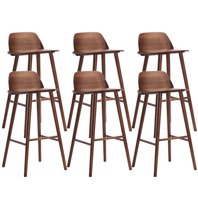 Contemporary Indoor Solid Wood Bar Stool Low Back Armless Stool Walnut 6 Piece Set Clearhalo 'Bar Furniture' 'Bar Stools' 'bar_stools' 'furn' 'furn_bar_stools' 'Furniture' 'Kitchen & Dining Furniture' 6556936