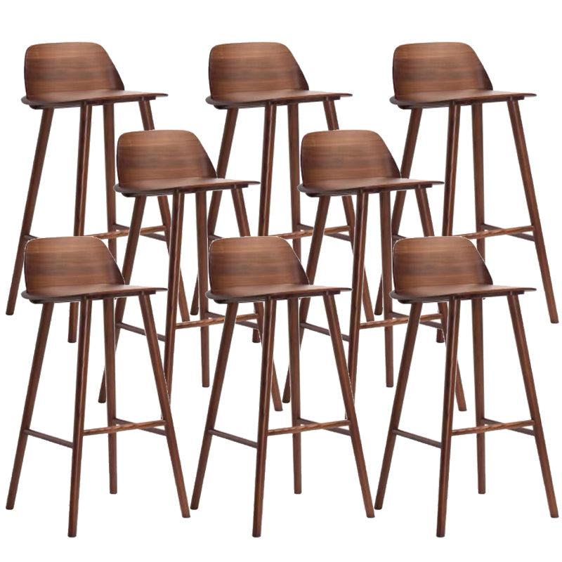 Contemporary Indoor Solid Wood Bar Stool Low Back Armless Stool Walnut 8 Piece Set Clearhalo 'Bar Furniture' 'Bar Stools' 'bar_stools' 'furn' 'furn_bar_stools' 'Furniture' 'Kitchen & Dining Furniture' 6556937
