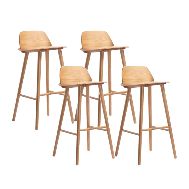 Contemporary Indoor Solid Wood Bar Stool Low Back Armless Stool Natural 4 Piece Set Clearhalo 'Bar Furniture' 'Bar Stools' 'bar_stools' 'furn' 'furn_bar_stools' 'Furniture' 'Kitchen & Dining Furniture' 6556940