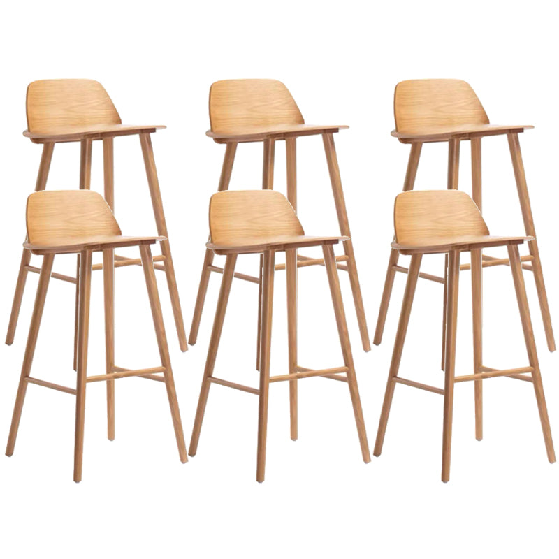 Contemporary Indoor Solid Wood Bar Stool Low Back Armless Stool Natural 6 Piece Set Clearhalo 'Bar Furniture' 'Bar Stools' 'bar_stools' 'furn' 'furn_bar_stools' 'Furniture' 'Kitchen & Dining Furniture' 6556941