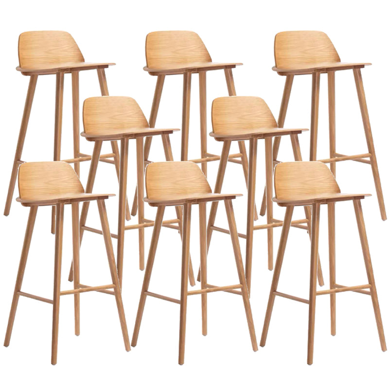 Contemporary Indoor Solid Wood Bar Stool Low Back Armless Stool Natural 8 Piece Set Clearhalo 'Bar Furniture' 'Bar Stools' 'bar_stools' 'furn' 'furn_bar_stools' 'Furniture' 'Kitchen & Dining Furniture' 6556942