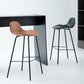 Tabouret de bar moderne en faux cuir, tabouret d'intérieur à dossier bas avec pieds en métal