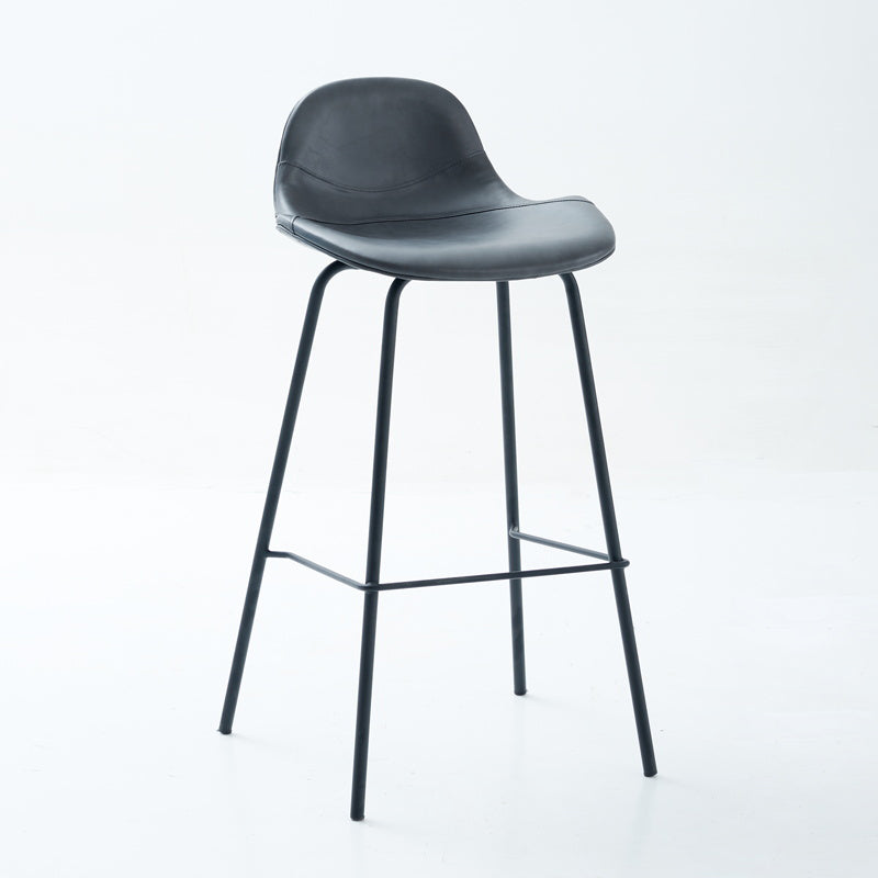 Tabouret de bar moderne en faux cuir, tabouret d'intérieur à dossier bas avec pieds en métal