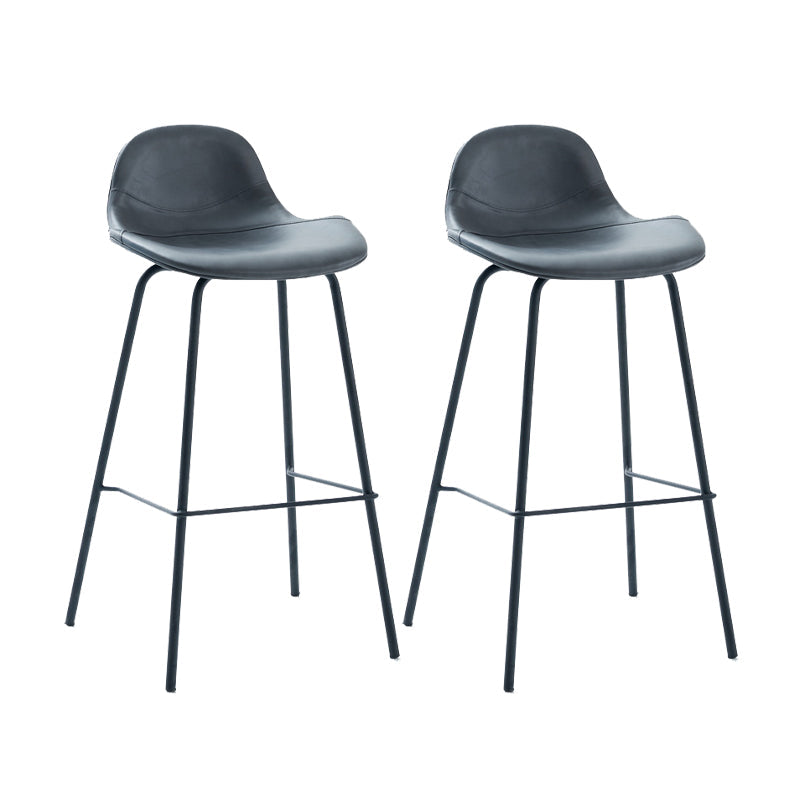 Tabouret de bar moderne en faux cuir, tabouret d'intérieur à dossier bas avec pieds en métal