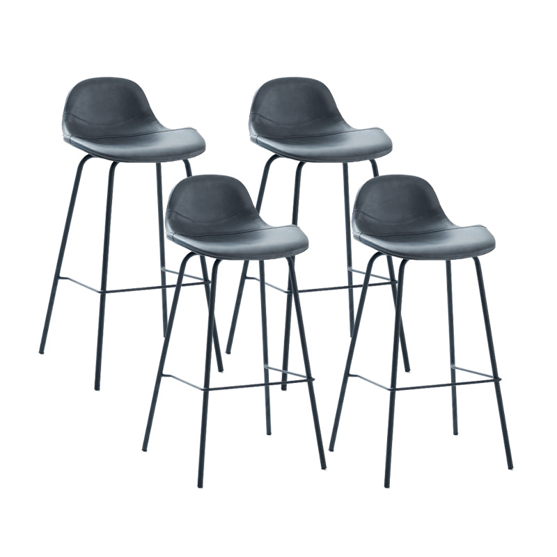 Tabouret de bar moderne en faux cuir, tabouret d'intérieur à dossier bas avec pieds en métal