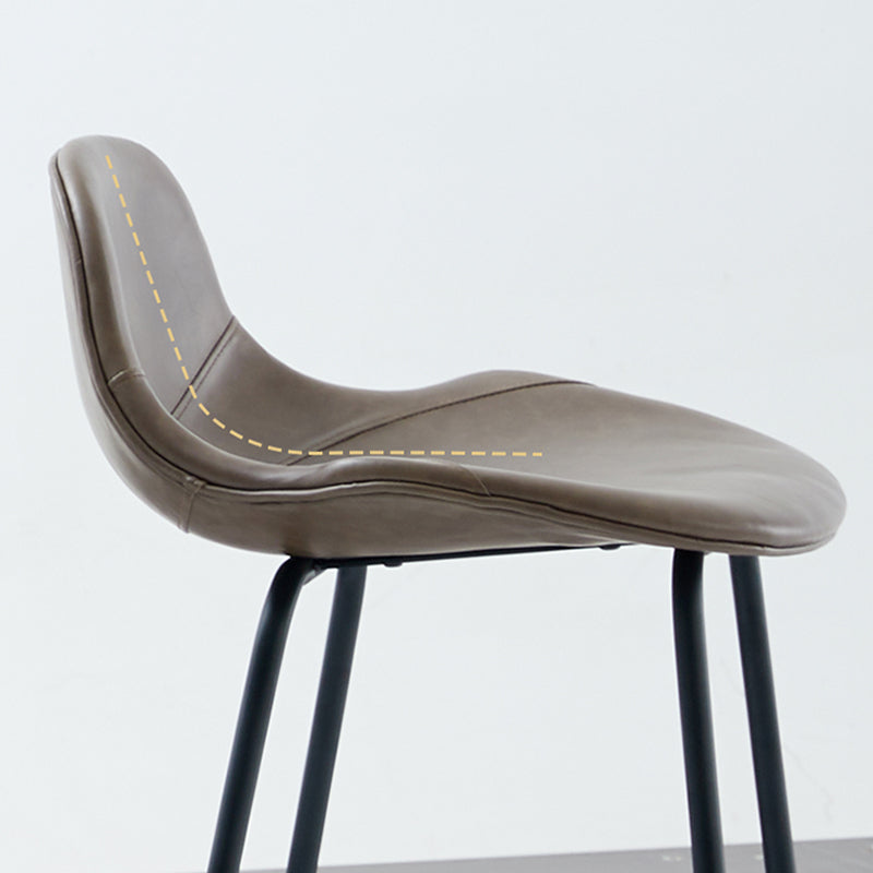 Tabouret de bar moderne en faux cuir, tabouret d'intérieur à dossier bas avec pieds en métal